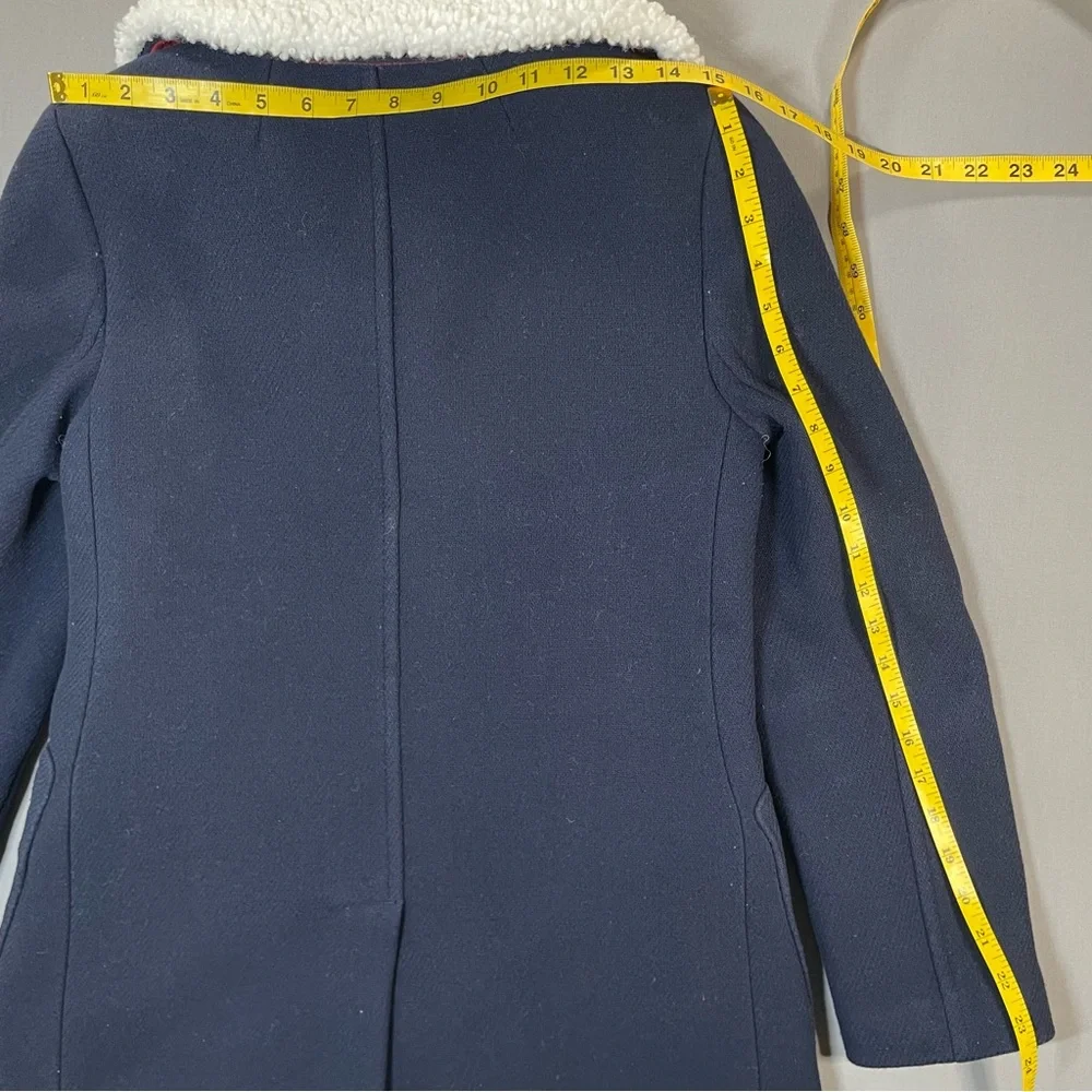 J. Crew Italian Stadium Cloth Faux Fur Collar Pea Coat; Wool Blend - Womens 2 - Picture 13 of 16